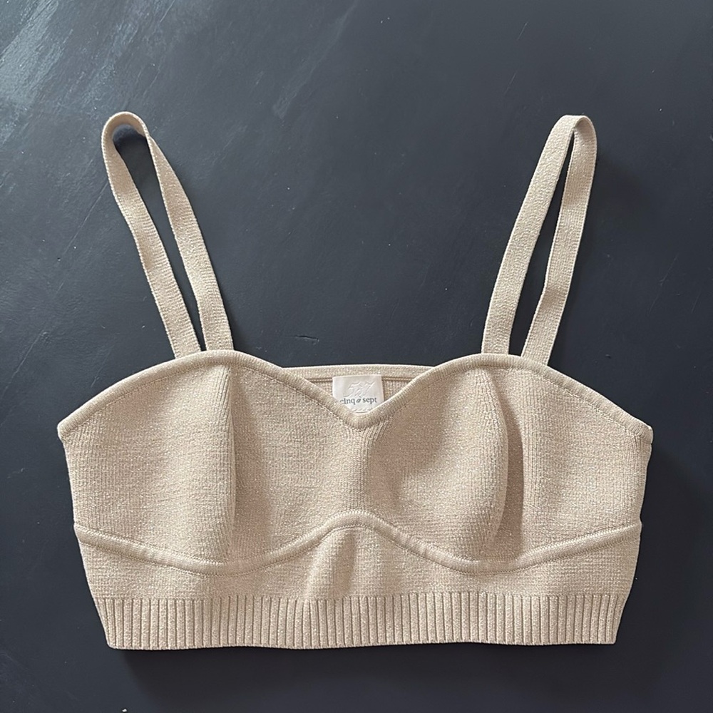 Nude shimmer cinq a sept crop top size small